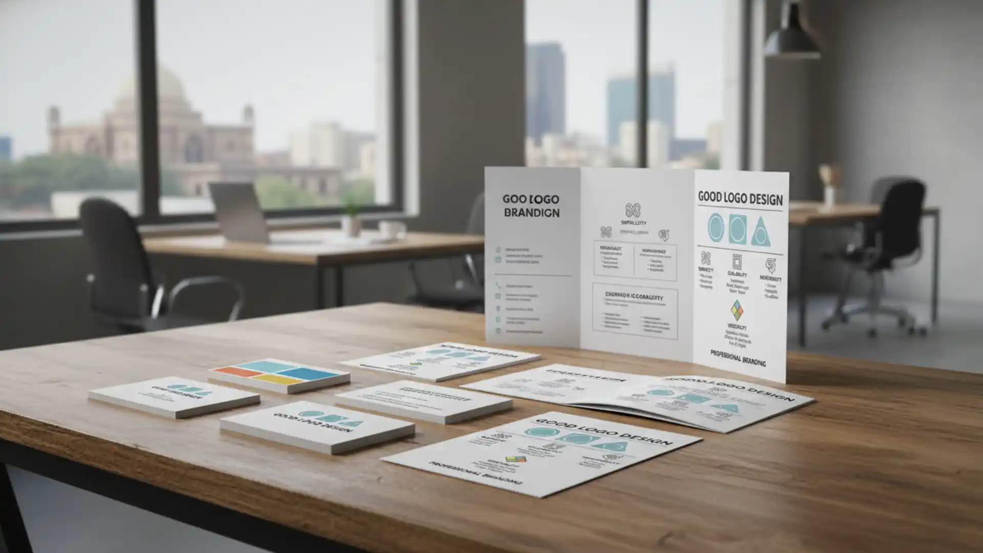 professional logo design mockups on business cards and brochures in Hyderabad