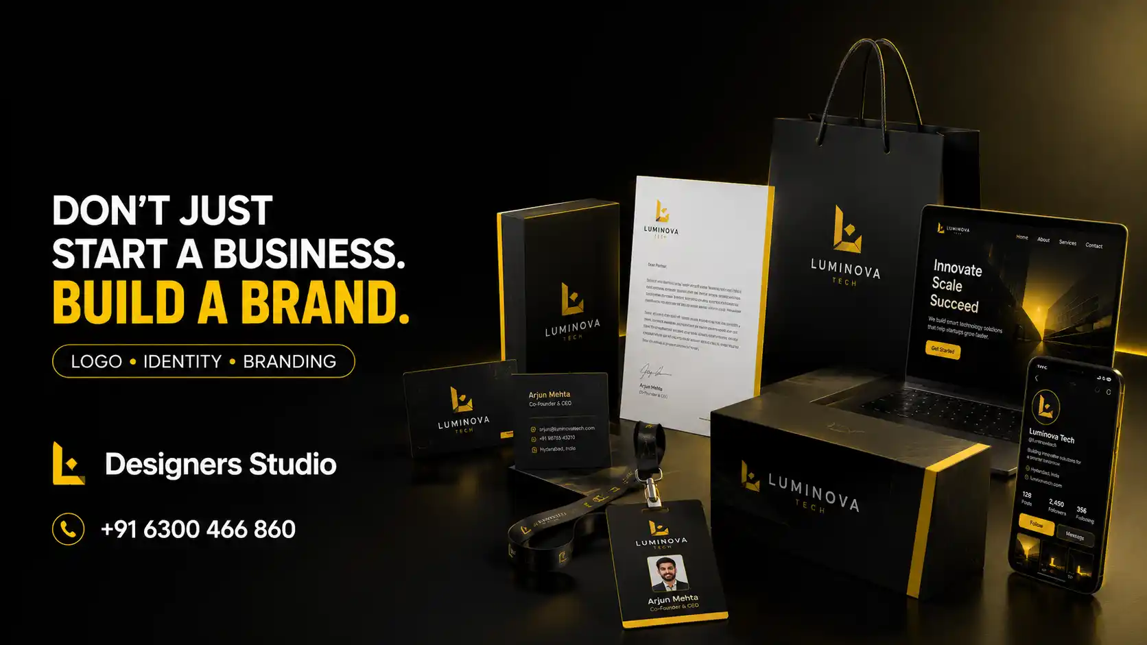 Professional startup brand identity presentation in Hyderabad